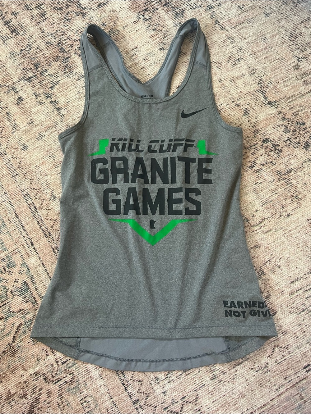 Nike Gray Granite Games Tank Top with Bright Green Accents